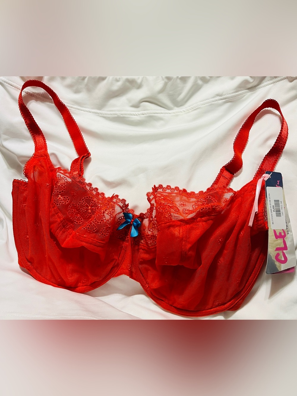 Cleo by Panache 5851 Red Lace Underwire Bra 34J UK / 34M US New With Tags